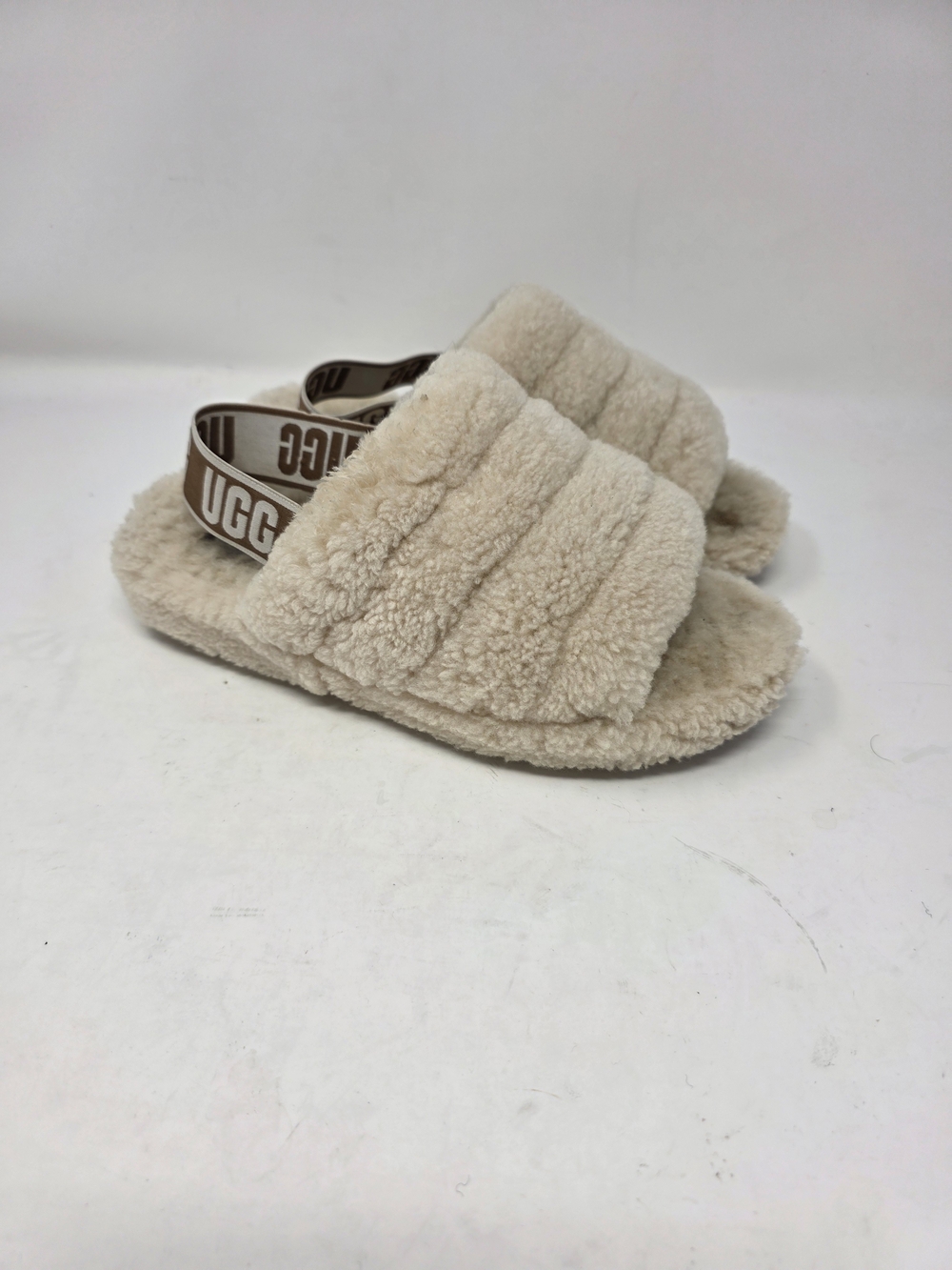 UGG Women's Fluff Yeah Slide Natural Cream Fleece Slingback Slippers Size 7